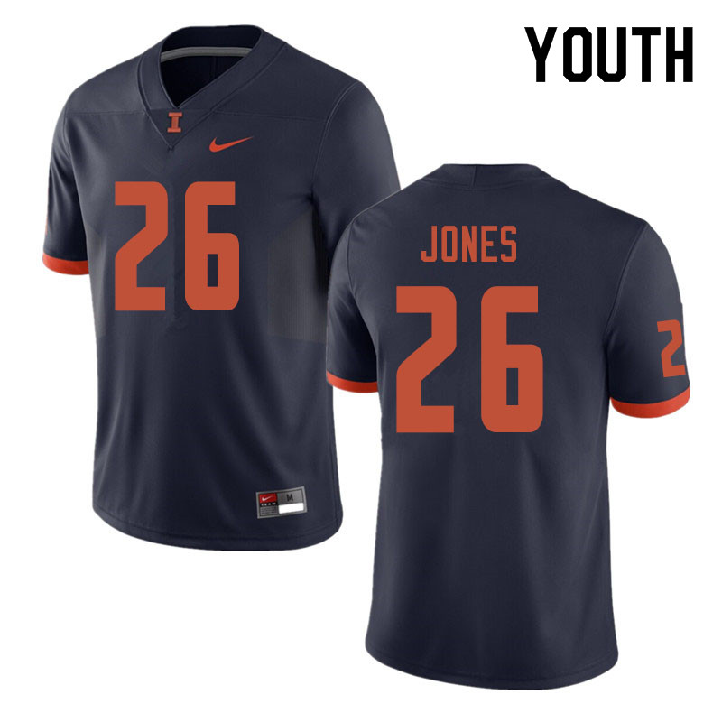 Youth #26 Evan Jones Illinois Fighting Illini College Football Jerseys Sale-Navy - Click Image to Close